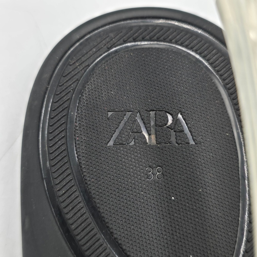 Zara Sandals Womens 38 Jelly T-Strap Black Clear EUC Summer Beach Comfort - Picture 3 of 9